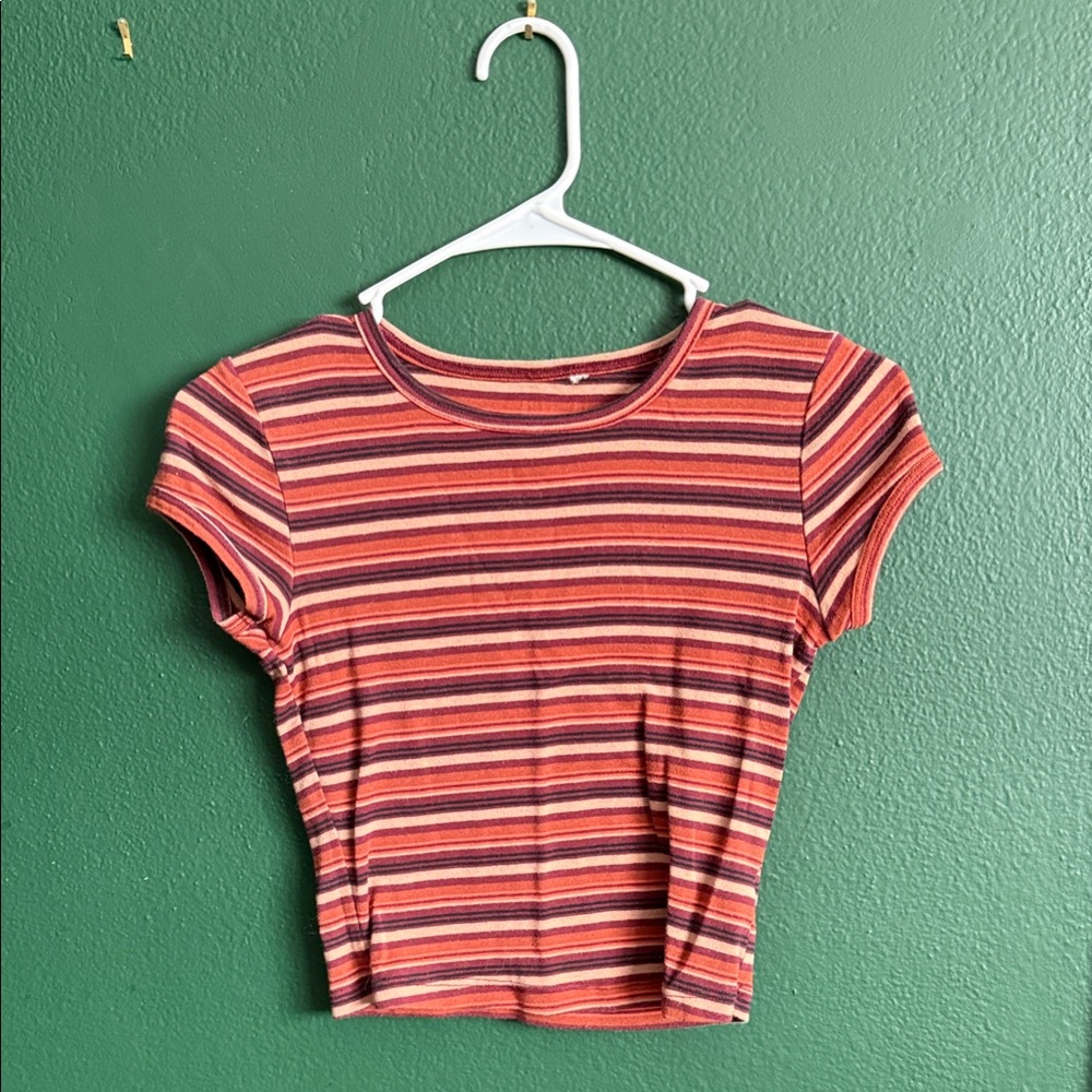 Striped Crop Top in Red and Orange